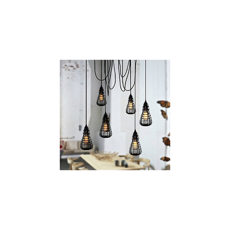 Lampada a sospensione singola in ferro battuto stile industriale americano retrò