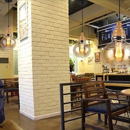 Lampada a sospensione in vetro effetto venature del legno, stile nordamericano, 3 lampadine