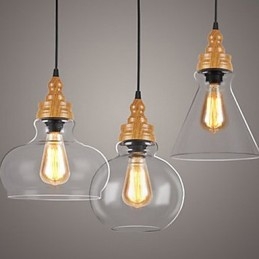 Lampada a sospensione in cristallo con venature effetto legno, stile nordamericano retrò
