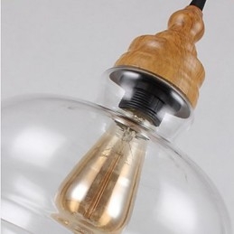 Lampada a sospensione in cristallo con venature effetto legno, stile nordamericano retrò