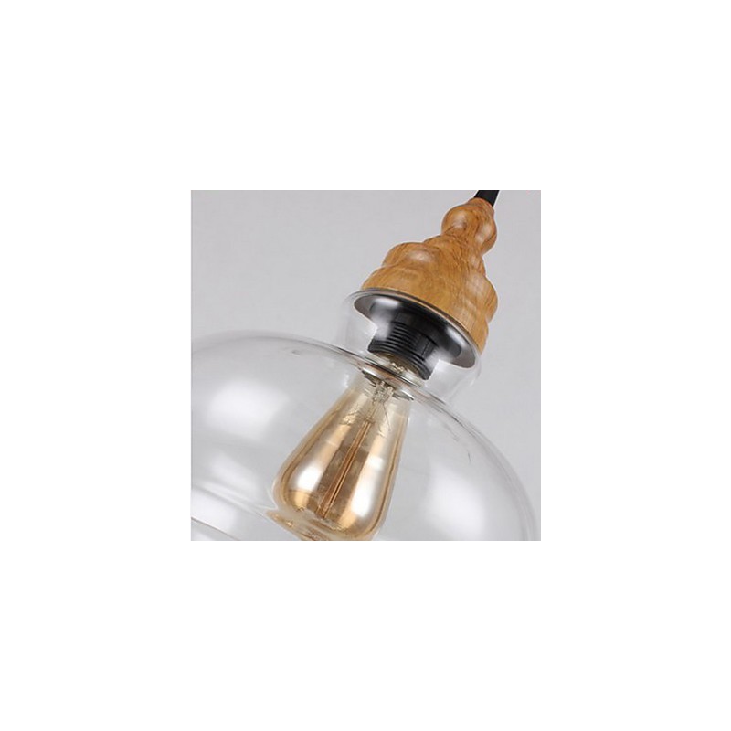 Lampada a sospensione in cristallo con venature effetto legno, stile nordamericano retrò