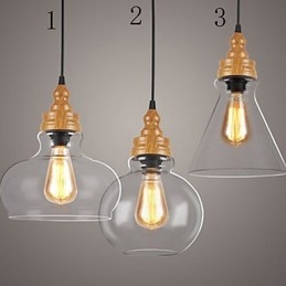 Lampada a sospensione in cristallo con venature effetto legno, stile nordamericano retrò