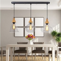 Lampada a sospensione in cristallo con venature effetto legno, stile nordamericano retrò