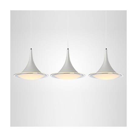 Lampada a sospensione a tromba in acrilico bianca con luce a goccia