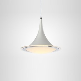 Lampada a sospensione a tromba in acrilico bianca con luce a goccia
