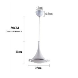 Lampada a sospensione a tromba in acrilico bianca con luce a goccia