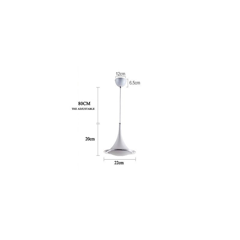 Lampada a sospensione a tromba in acrilico bianca con luce a goccia