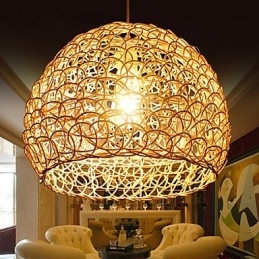 Lampada a sospensione in rattan intrecciato stile rustico Cany