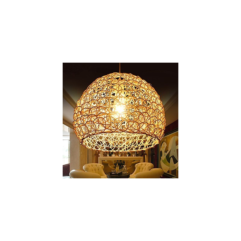 Lampada a sospensione in rattan intrecciato stile rustico Cany