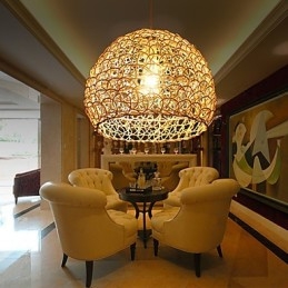 Lampada a sospensione in rattan intrecciato stile rustico Cany