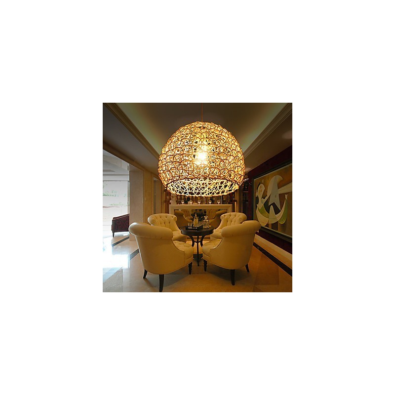 Lampada a sospensione in rattan intrecciato stile rustico Cany