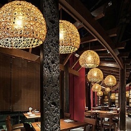Lampada a sospensione in rattan intrecciato stile rustico Cany