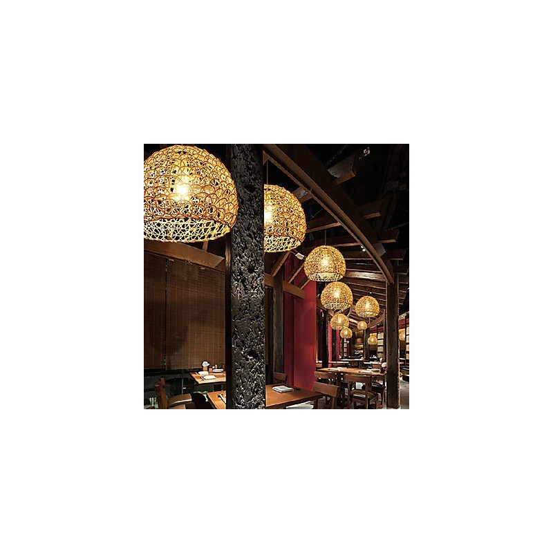 Lampada a sospensione in rattan intrecciato stile rustico Cany