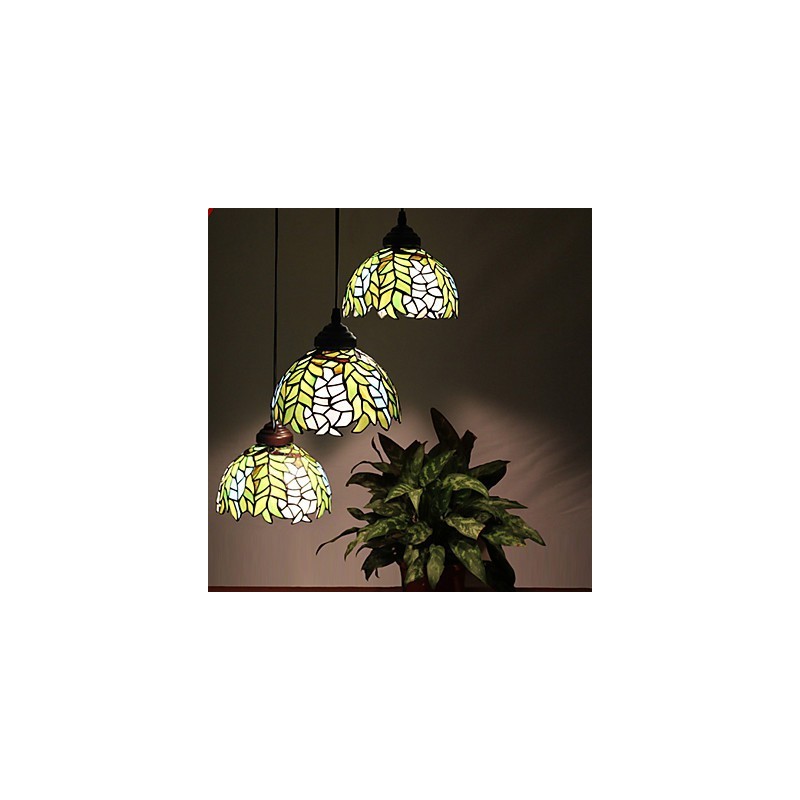 Lampadario a sospensione in vetro colorato stile rustico retrò