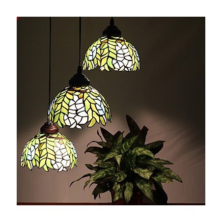 Lampadario a sospensione in vetro colorato stile rustico retrò