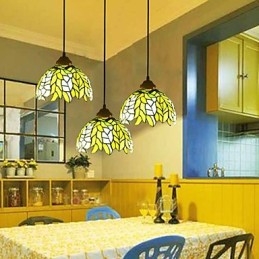 Lampadario a sospensione in vetro colorato stile rustico retrò