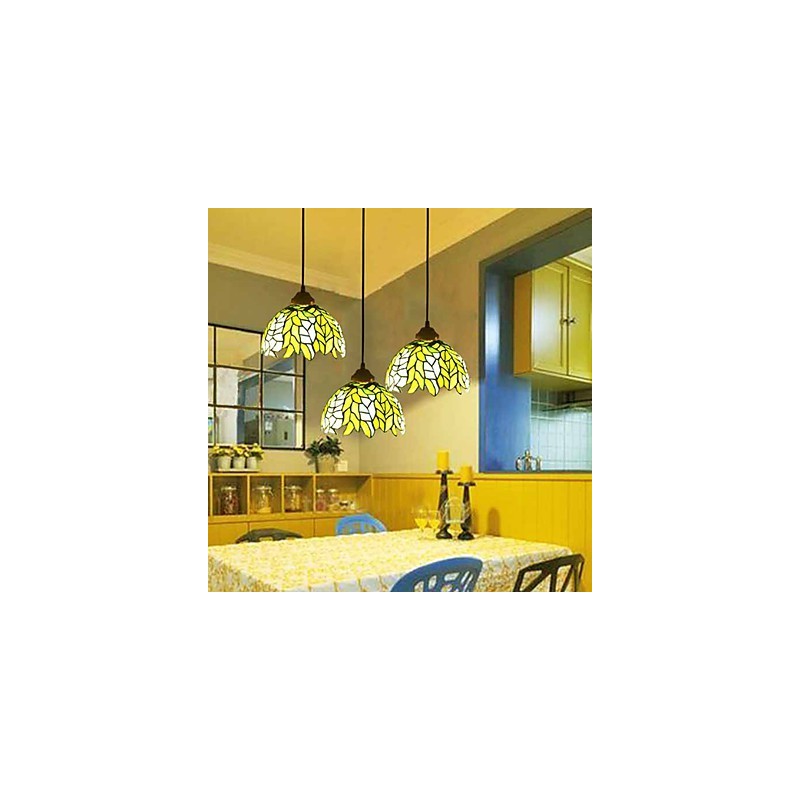 Lampadario a sospensione in vetro colorato stile rustico retrò