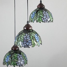 Lampadario a sospensione in vetro colorato stile rustico retrò