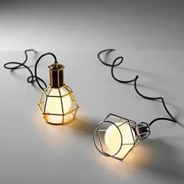Lampada a sospensione in metallo elettroplaccato stile country garage oro