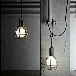 Lampada a sospensione in metallo elettroplaccato stile country garage oro