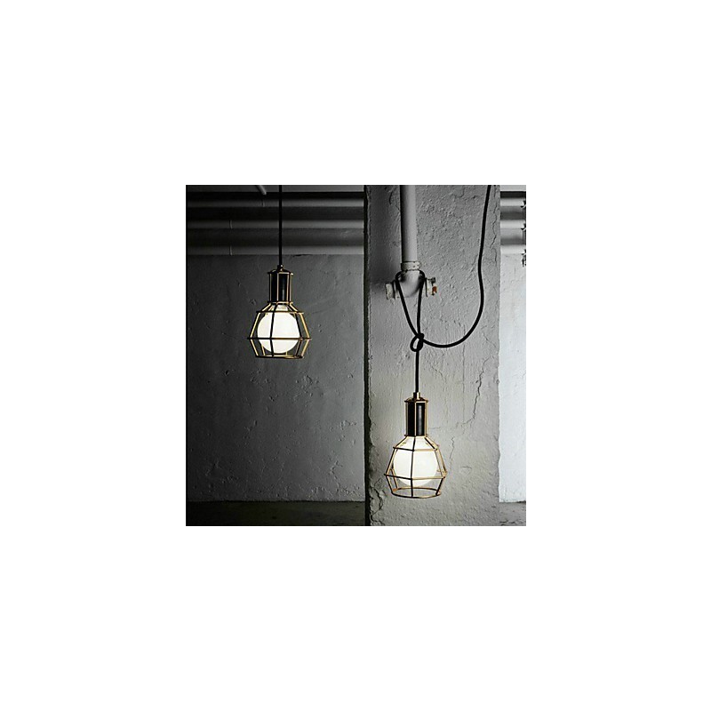Lampada a sospensione in metallo elettroplaccato stile country garage oro