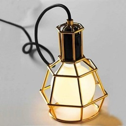 Lampada a sospensione in metallo elettroplaccato stile country garage oro