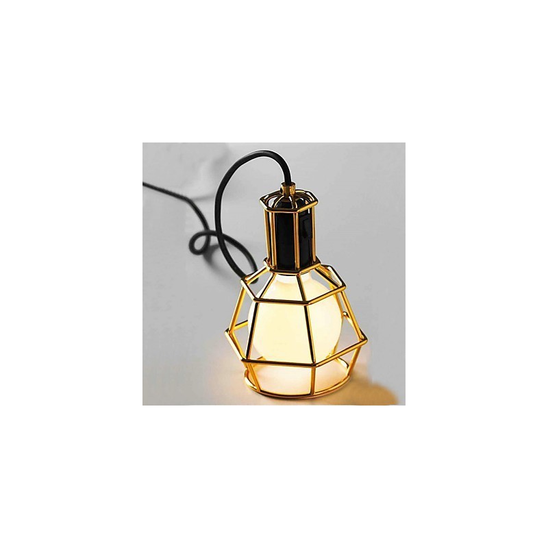 Lampada a sospensione in metallo elettroplaccato stile country garage oro