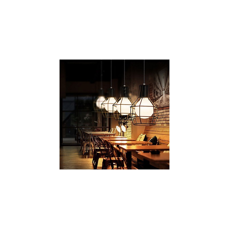 Lampada a sospensione in metallo elettroplaccato stile country garage oro