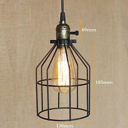Lampada a sospensione in ferro creativa stile rurale americano, 1 lampadina, nero, E26/E27