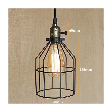 Lampada a sospensione in ferro creativa stile rurale americano, 1 lampadina, nero, E26/E27