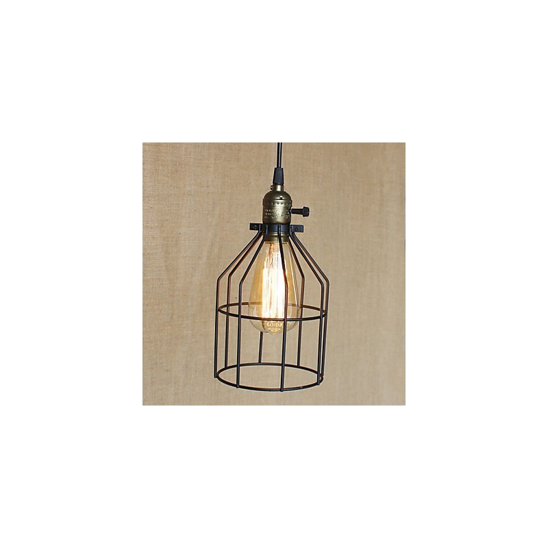 Lampada a sospensione in ferro creativa stile rurale americano, 1 lampadina, nero, E26/E27