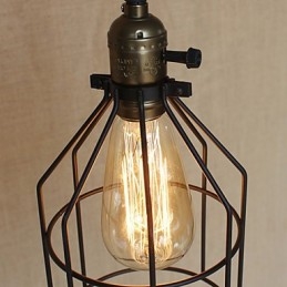 Lampada a sospensione in ferro creativa stile rurale americano, 1 lampadina, nero, E26/E27