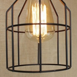 Lampada a sospensione in ferro creativa stile rurale americano, 1 lampadina, nero, E26/E27