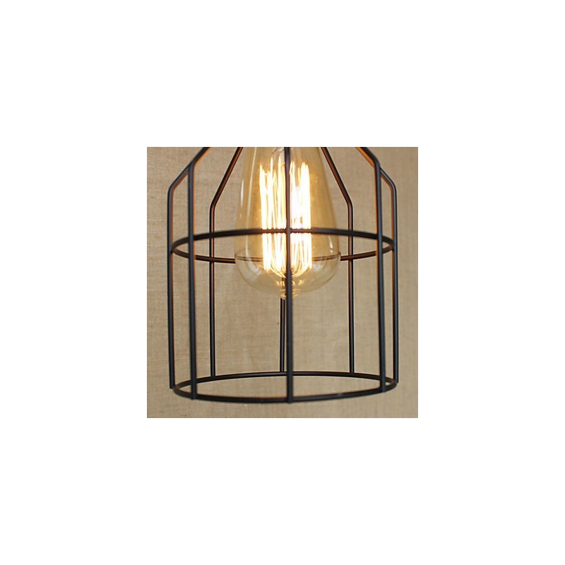 Lampada a sospensione in ferro creativa stile rurale americano, 1 lampadina, nero, E26/E27