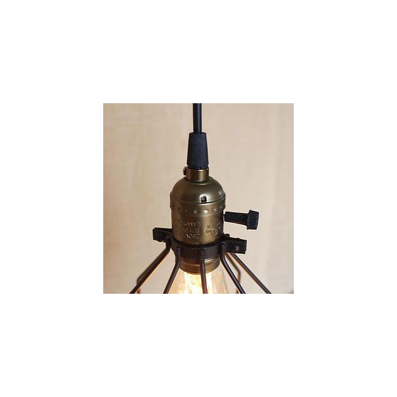 Lampada a sospensione in ferro creativa stile rurale americano, 1 lampadina, nero, E26/E27