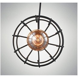 Lampada a sospensione vintage Edison con paralume a gabbia in metallo nero