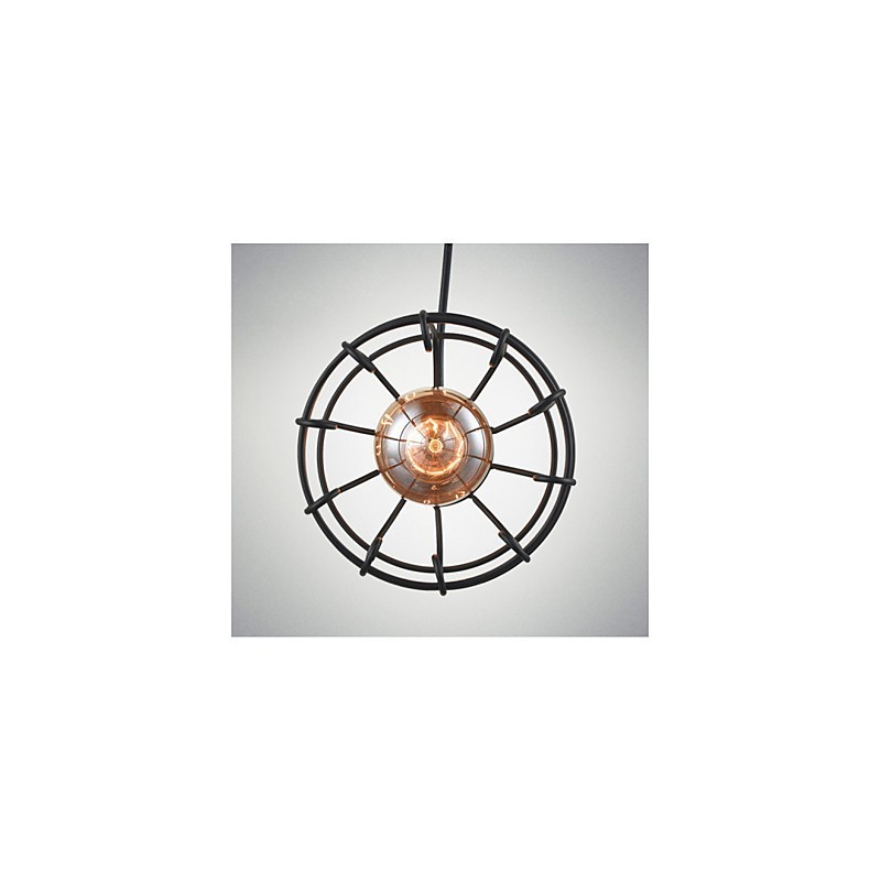 Lampada a sospensione vintage Edison con paralume a gabbia in metallo nero