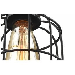 Lampada a sospensione vintage Edison con paralume a gabbia in metallo nero