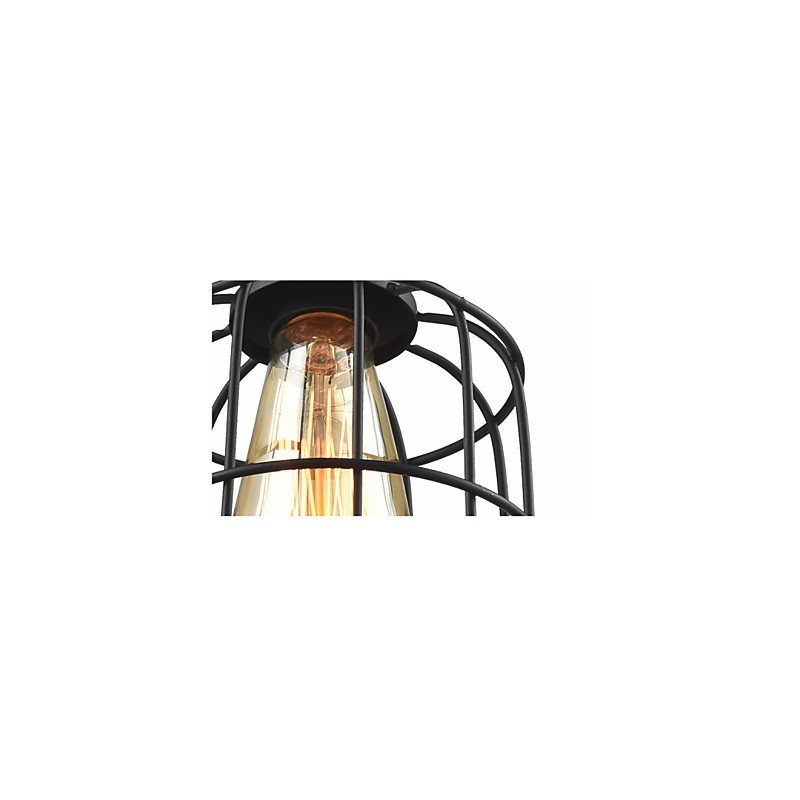 Lampada a sospensione vintage Edison con paralume a gabbia in metallo nero