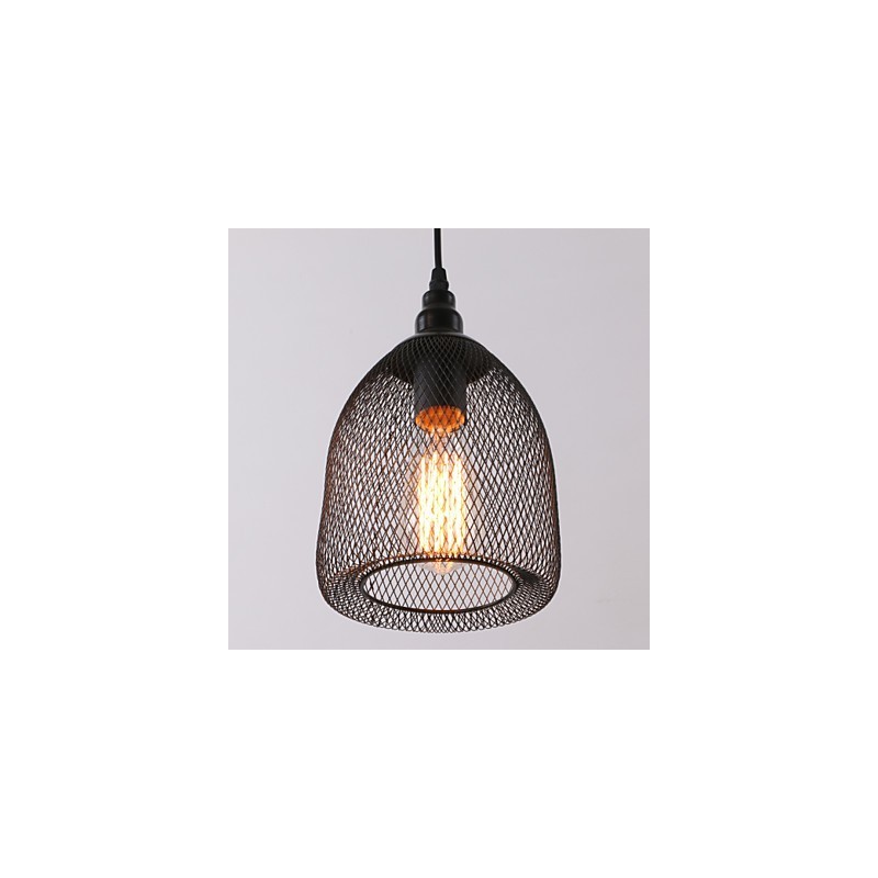 Lampada a sospensione mini stile rustico country retrò Lodge in metallo nero