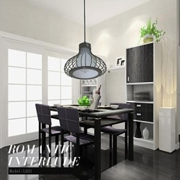 Lampada a sospensione moderna e contemporanea in metallo nera, paralume in vetro nero, 1 lampadina E26/E27