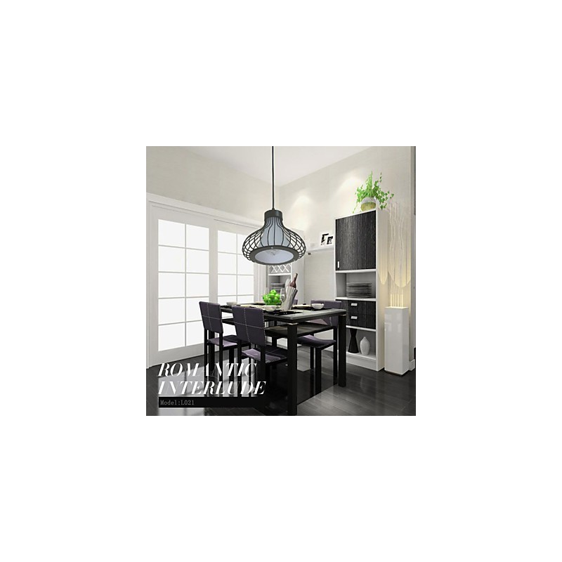 Lampada a sospensione moderna e contemporanea in metallo nera, paralume in vetro nero, 1 lampadina E26/E27