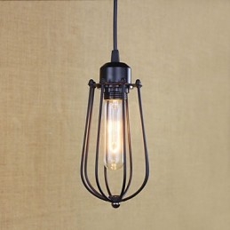 Lampadario a sospensione in ferro battuto stile country nero con paralume trasparente