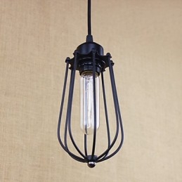Lampadario a sospensione in ferro battuto stile country nero con paralume trasparente