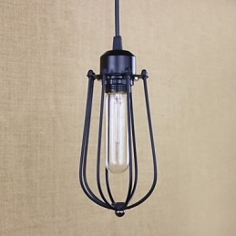 Lampadario a sospensione in ferro battuto stile country nero con paralume trasparente