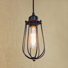 Lampadario a sospensione in ferro battuto stile country nero con paralume trasparente
