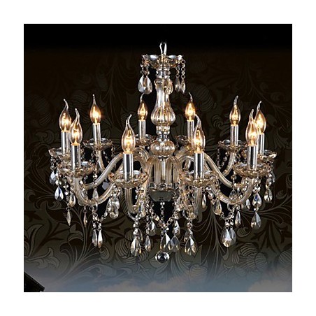 Lampadario di cristallo K9 a 10 luci cognac cromato