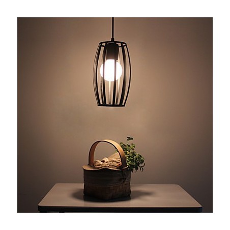 Lampada a sospensione retrò classica in metallo nero, E26/E27, 23,5 cm