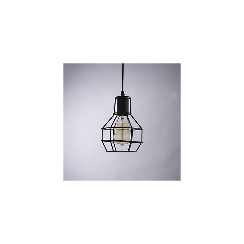 Lampada a sospensione vintage country in metallo nero, E26/E27, 1 lampadina