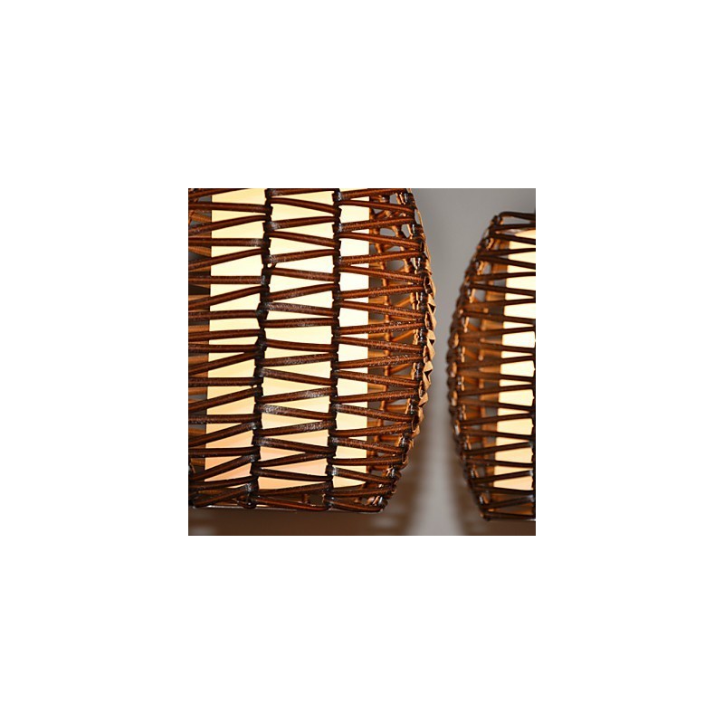 Cany Art Weaving Lampada a sospensione classica in legno/bambù e vetro, 3 luci